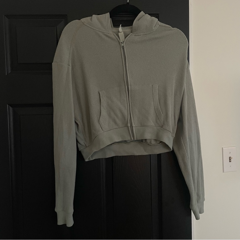 SKIMS limited edition green waffle zip-up hoodie